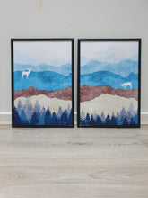 Load image into Gallery viewer, Mountains and Raindeers Set of 2 wall art prints