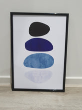 Load image into Gallery viewer, Watercolor Blue Abstract Shapes Set of 3 wall art prints