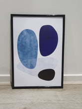 Load image into Gallery viewer, Watercolor Blue Abstract Shapes Set of 3 wall art prints