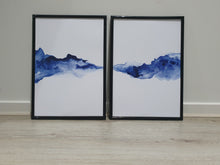 Load image into Gallery viewer, Blue Abstract Watercolor Set of 2 wall art prints