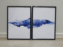Load image into Gallery viewer, Blue Abstract Watercolor Set of 2 wall art prints