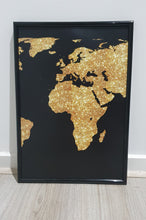 Load image into Gallery viewer, World map Black and Gold Set of 3 wall art prints
