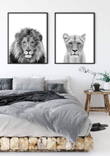 Load image into Gallery viewer, Lion and Lioness Set of 2 wall art prints