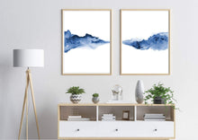 Load image into Gallery viewer, Blue Abstract Watercolor Set of 2 wall art prints