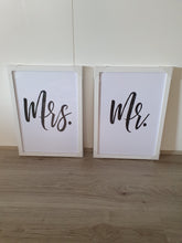 Load image into Gallery viewer, Mr &amp; Mrs Set of 2 wall art prints
