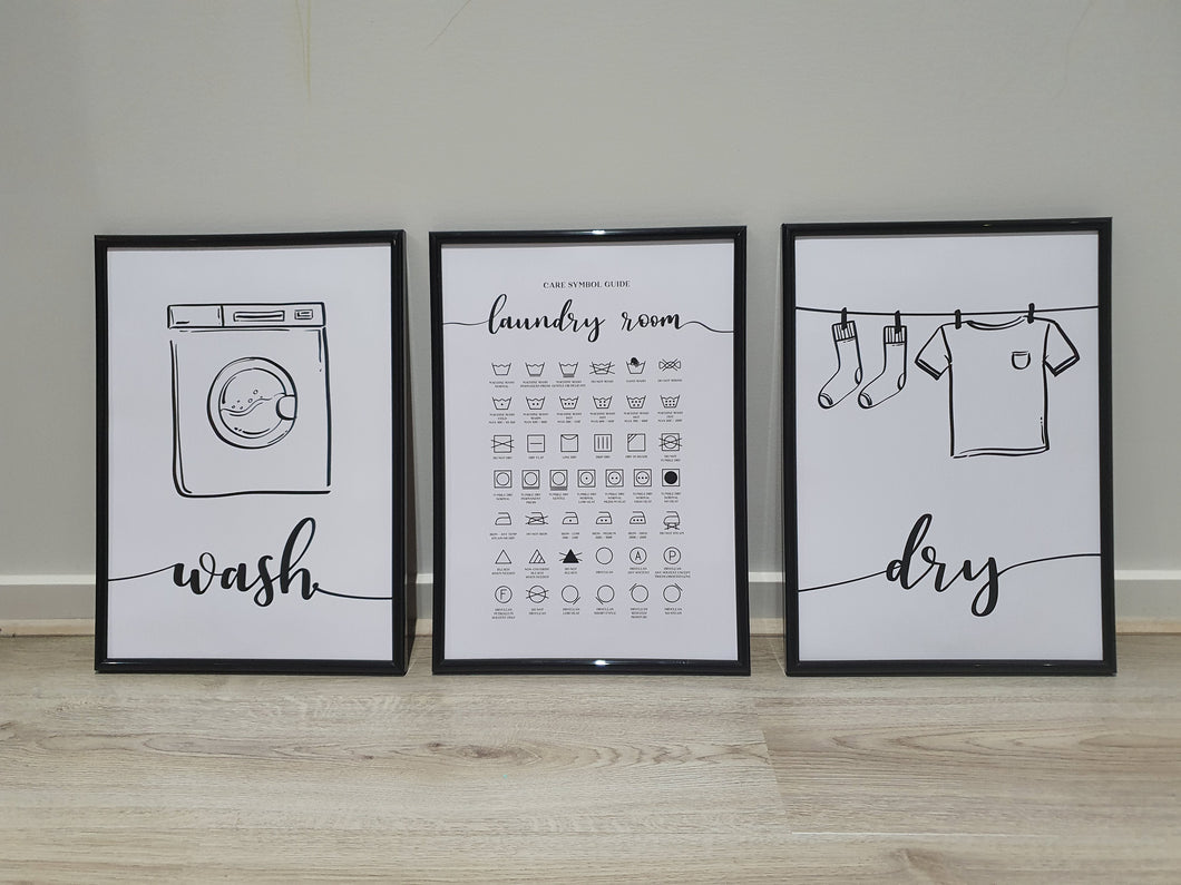 Laundry Prints- Set of 3 wall art prints