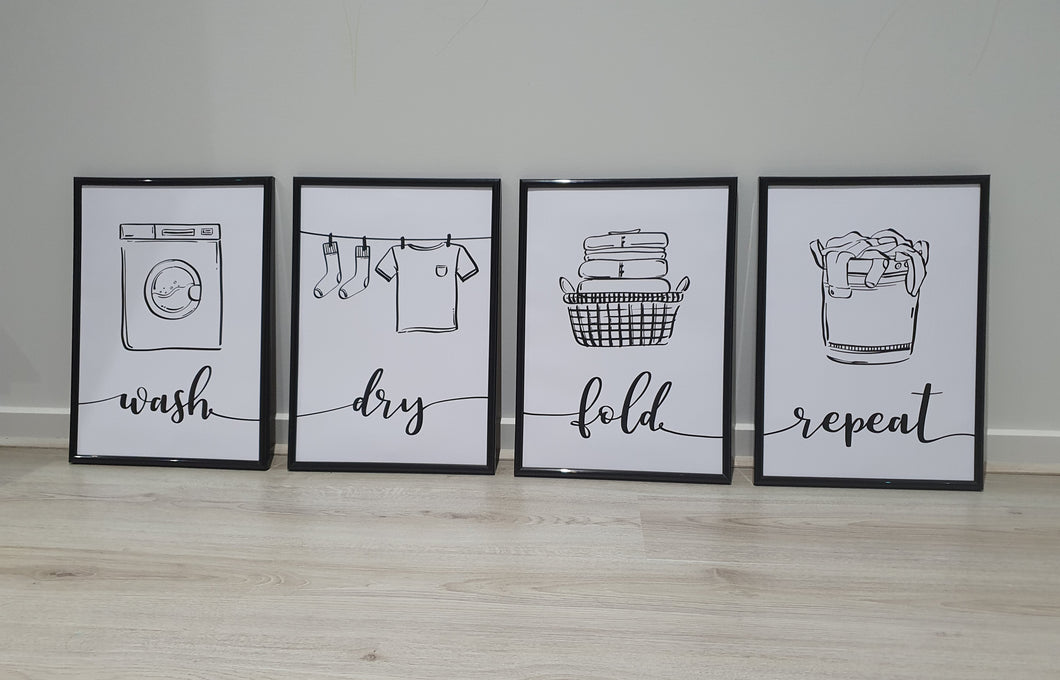 Laundry Prints- Set of 4 wall art prints