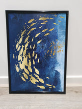 Load image into Gallery viewer, Golden Swimming Fish Set of 2 wall art prints
