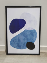 Load image into Gallery viewer, Watercolor Blue Abstract Shapes Set of 3 wall art prints
