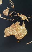 Load image into Gallery viewer, World map Black and Gold Set of 3 wall art prints
