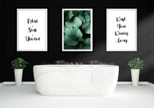 Load image into Gallery viewer, Bathroom- Relax Soak Unwind, Wash your worries away Set of 3 wall art prints
