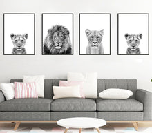 Load image into Gallery viewer, Lion family-Set of 4 Wall art prints.
