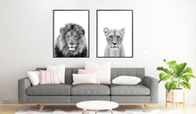 Load image into Gallery viewer, Lion family-Set of 4 Wall art prints.
