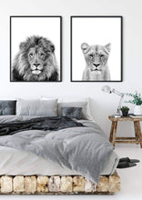 Load image into Gallery viewer, Lion and Lioness Set of 2 wall art prints
