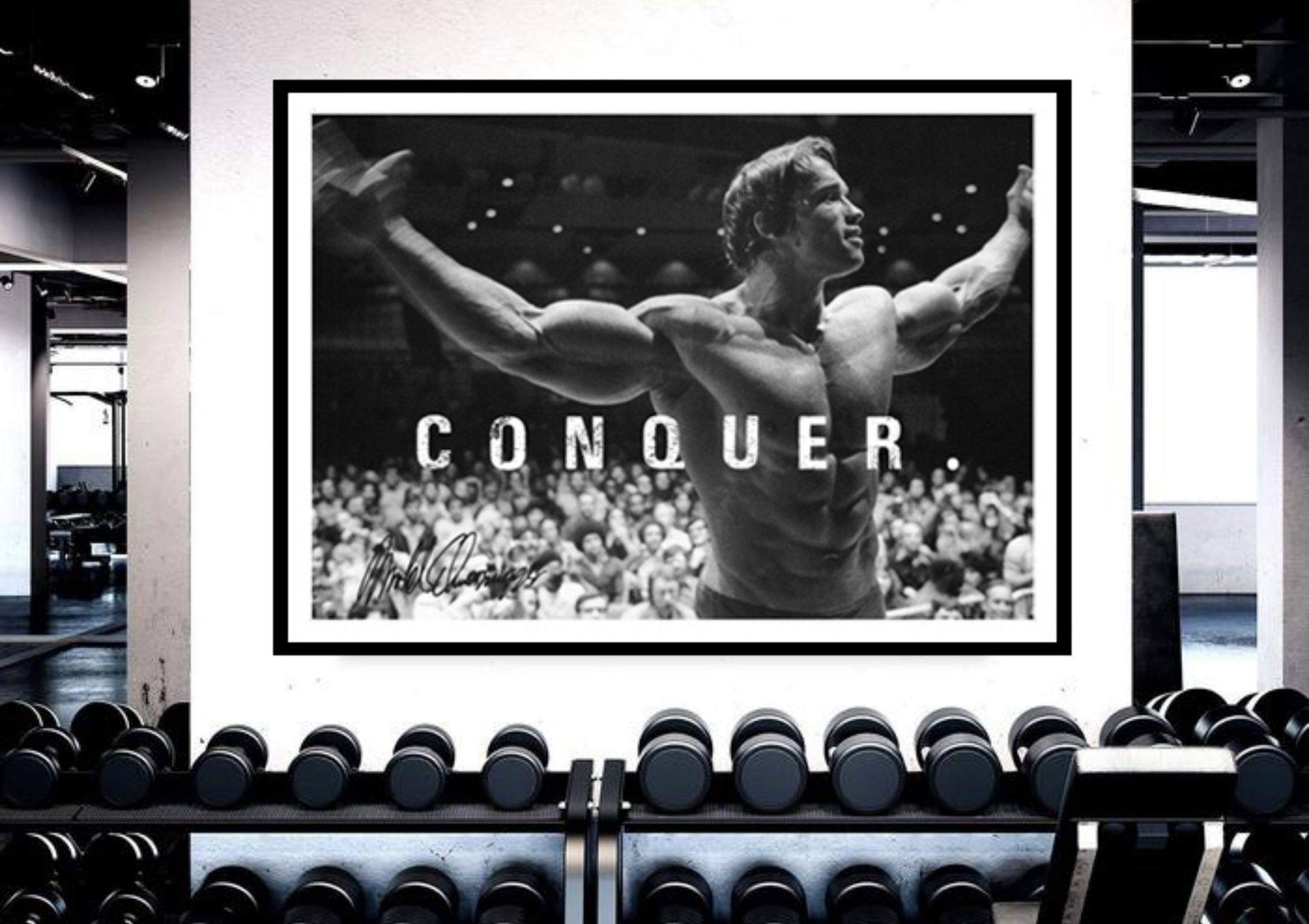 Bodybuilding Motivational Flag GYM Conquer Bodybuilding Banner 3x5FT - Motivational Fitness Flag With 4 Grommets For Easy Hanging Conquer Workout Banner