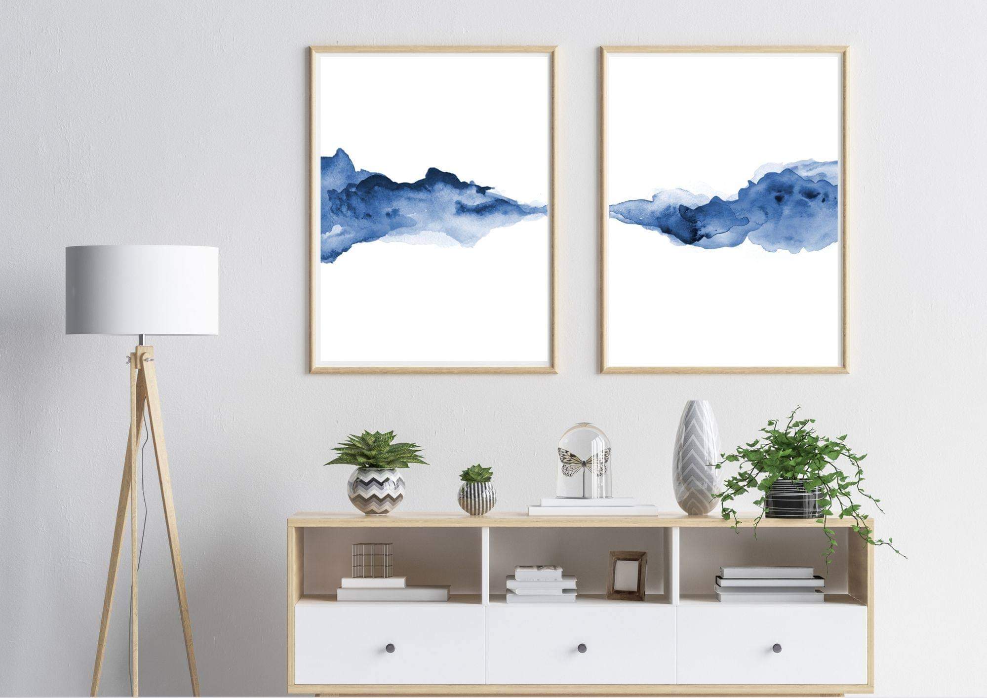 Good Set Of 2 Abstract Prints, Landscape Paintings, Nature Wall Art, Watercolor Paintings, Prints On Canvas, Large Size Prints, Framed Wall Art