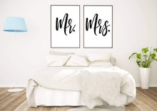 Load image into Gallery viewer, Mr &amp; Mrs Set of 2 wall art prints
