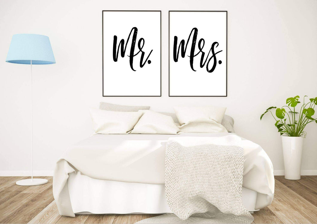 Mr & Mrs Set of 2 wall art prints